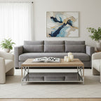Natural Oak Wood Coffee Table with Silver Mirrored Lower Shelf | Chiswick