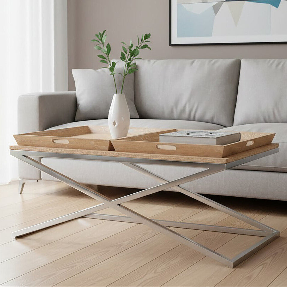 Holland Park Coffee Table with Oak Wood Tray Tops