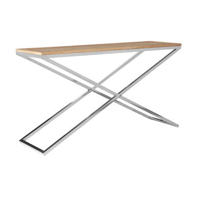 Silver and Natural Console Table with Metal Frame | Holland Park