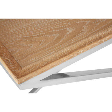 Silver and Natural Console Table with Metal Frame | Holland Park