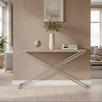 Silver and Natural Console Table with Metal Frame | Holland Park
