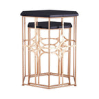 Set of 2 Black Hexagon Top Nesting Side Tables with Rose Gold Metal Frames | Lexa