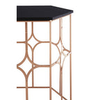 Set of 2 Black Hexagon Top Nesting Side Tables with Rose Gold Metal Frames | Lexa
