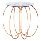 Glass Top Convex Round Table with Rose Gold Iron Frame | Lexa