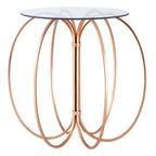 Glass Top Convex Round Table with Rose Gold Iron Frame | Lexa