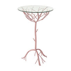 Rose Gold Galass Top Round Table with Branch Detailing | Lexa