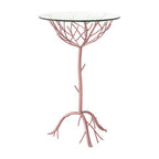 Rose Gold Galass Top Round Table with Branch Detailing | Lexa