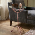 Rose Gold Galass Top Round Table with Branch Detailing | Lexa