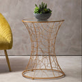 Concave Glass Top Round Table with Rose Gold Hourglass Frame | Lexa