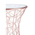 Concave Glass Top Round Table with Rose Gold Hourglass Frame | Lexa