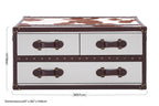 Brown and White Genuine Cowhide Coffee Table with 3 Drawers and Leather Handles | Kensington Townhouse