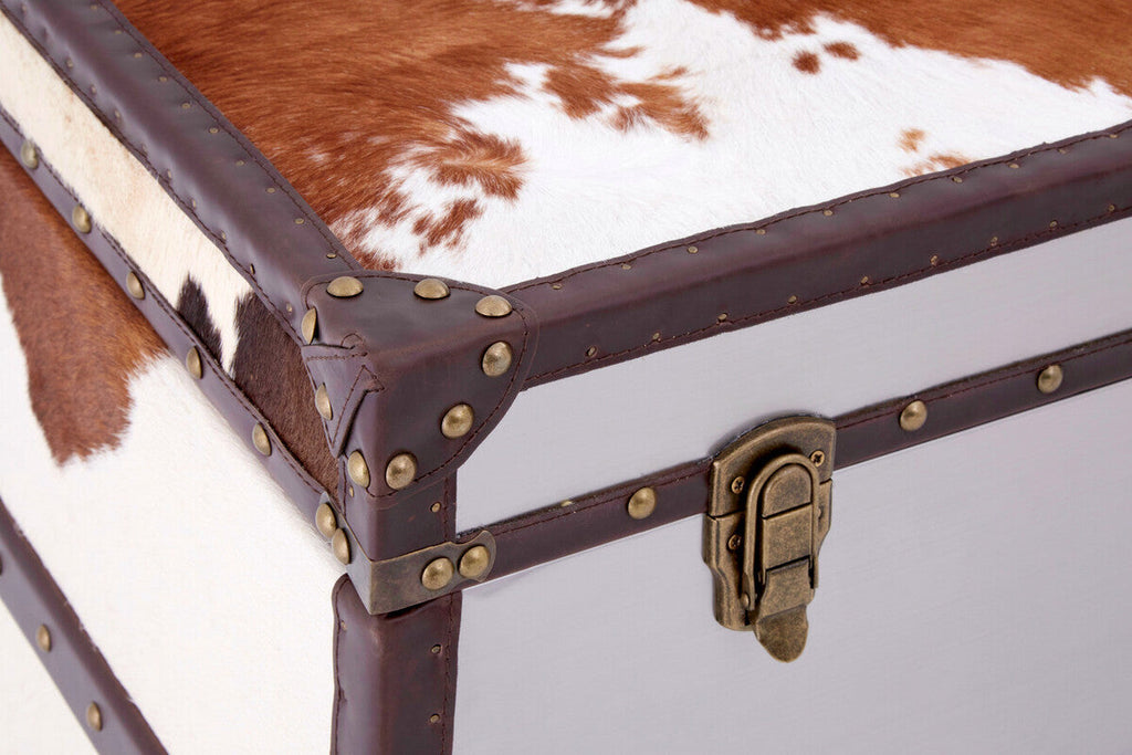 Brown and White Cowhide Cabinet | Kensington Townhouse
