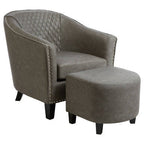 Grey Faux Leather Tub Chair with Footstool | Derby