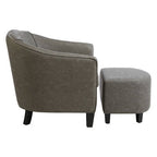 Grey Faux Leather Tub Chair with Footstool | Derby