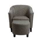 Grey Faux Leather Tub Chair with Footstool | Derby