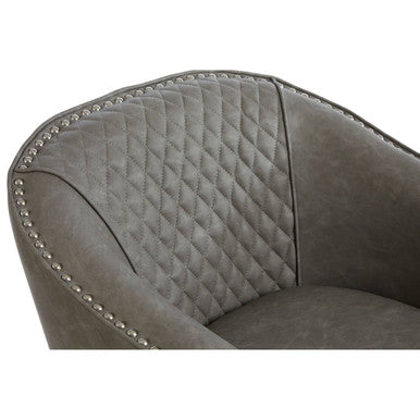 Grey Faux Leather Tub Chair with Footstool | Derby