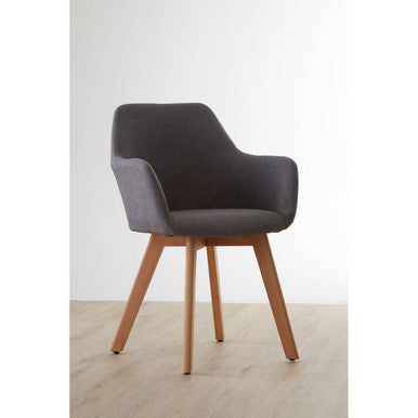 Grey Fabric Dining Chair with Beechwood Legs | Stockholm