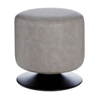 Ash Grey Faux Leather Pouffe | Dalston