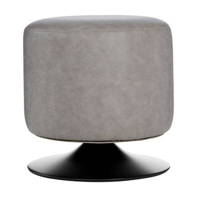 Ash Grey Faux Leather Pouffe | Dalston