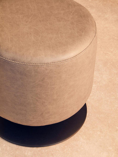 Ash Grey Faux Leather Pouffe | Dalston