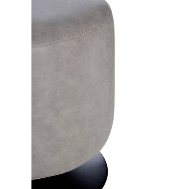 Ash Grey Faux Leather Pouffe | Dalston