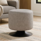 Ash Grey Faux Leather Pouffe | Dalston