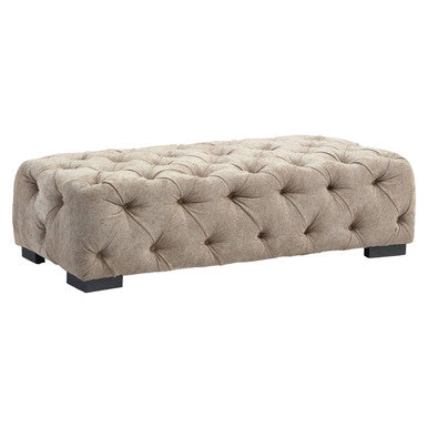 Fenton Natural Fabric Tufted Rectangular Footstool