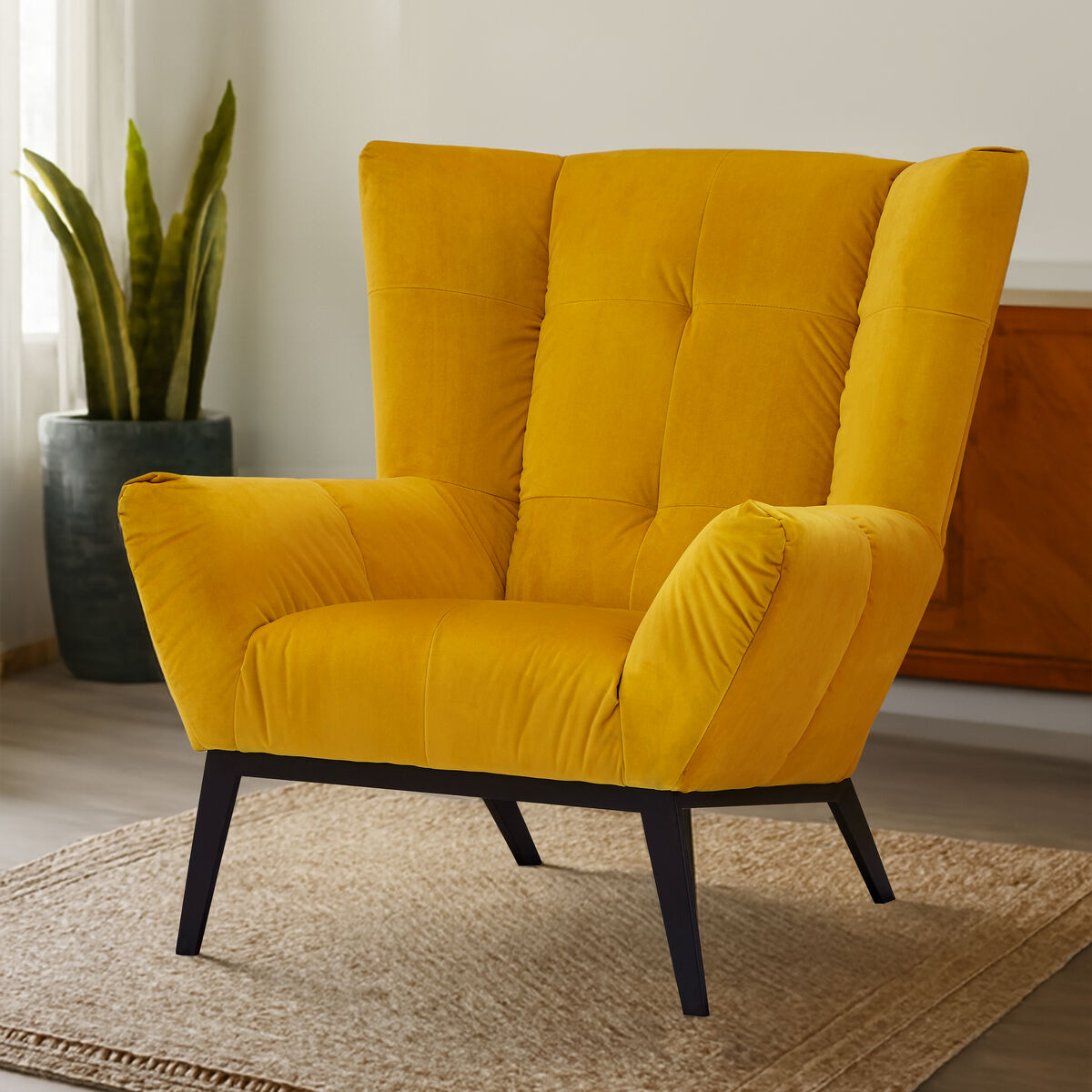 Yellow Fabric Armchair | Maiko