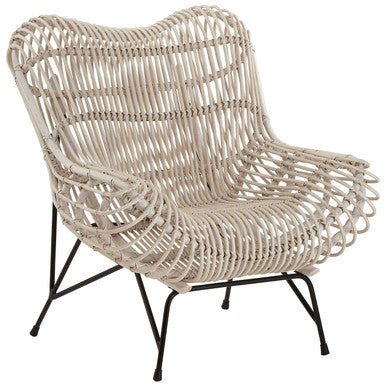 White Washed Rattan Curved Chair | Java