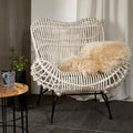 White Washed Rattan Curved Chair | Java