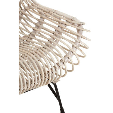 White Washed Rattan Curved Chair | Java