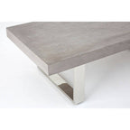 Grey Elm Wood Low Coffee Table with Silver U-Shaped Steel Legs, Ulmus