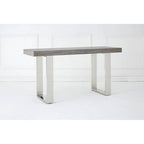 Grey Elm Wood Console Table with Stainless Steel U-Shape Legs, Ulmus