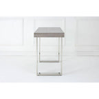 Grey Elm Wood Console Table with Stainless Steel U-Shape Legs, Ulmus