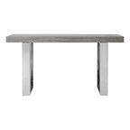 Grey Elm Wood Console Table with Stainless Steel U-Shape Legs, Ulmus