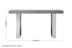 Grey Elm Wood Console Table with Stainless Steel U-Shape Legs, Ulmus