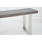 Grey Elm Wood Console Table with Stainless Steel U-Shape Legs, Ulmus