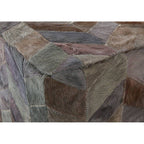 Grey Leather Chevron Pouffe | Safira