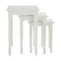 Set of Three White Wooden Nesting Tables with Carved Detail | Hendra