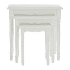 Set of Three White Wooden Nesting Tables with Carved Detail | Hendra