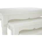 Set of Three White Wooden Nesting Tables with Carved Detail | Hendra