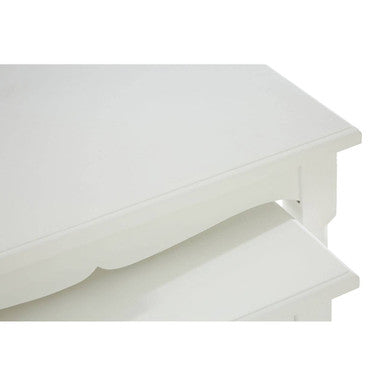 Set of Three White Wooden Nesting Tables with Carved Detail | Hendra