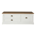 Fir Wood Veneer Top and White Wooden Coffee Table with 3 Drawers | Hardwick