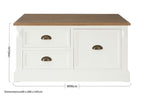 Fir Wood Veneer Top and White Wooden Square Coffee Table with 3 Drawers | Hardwick