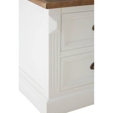 Fir Wood Veneer Top and White Wooden Square Coffee Table with 3 Drawers | Hardwick