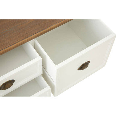 Fir Wood Veneer Top and White Wooden Square Coffee Table with 3 Drawers | Hardwick
