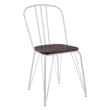 White Metal Frame with Elm Wood Dining Chair | District