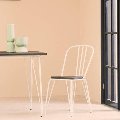 White Metal Frame with Elm Wood Dining Chair | District