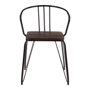 Black Metal and Elm Wood Armchair | District