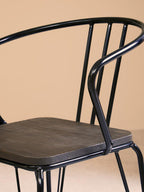 Black Metal and Elm Wood Armchair | District